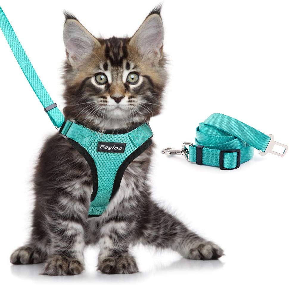 Escape Proof Cat Vest Harness And Car Seat Belt Adapter Adjustablppy