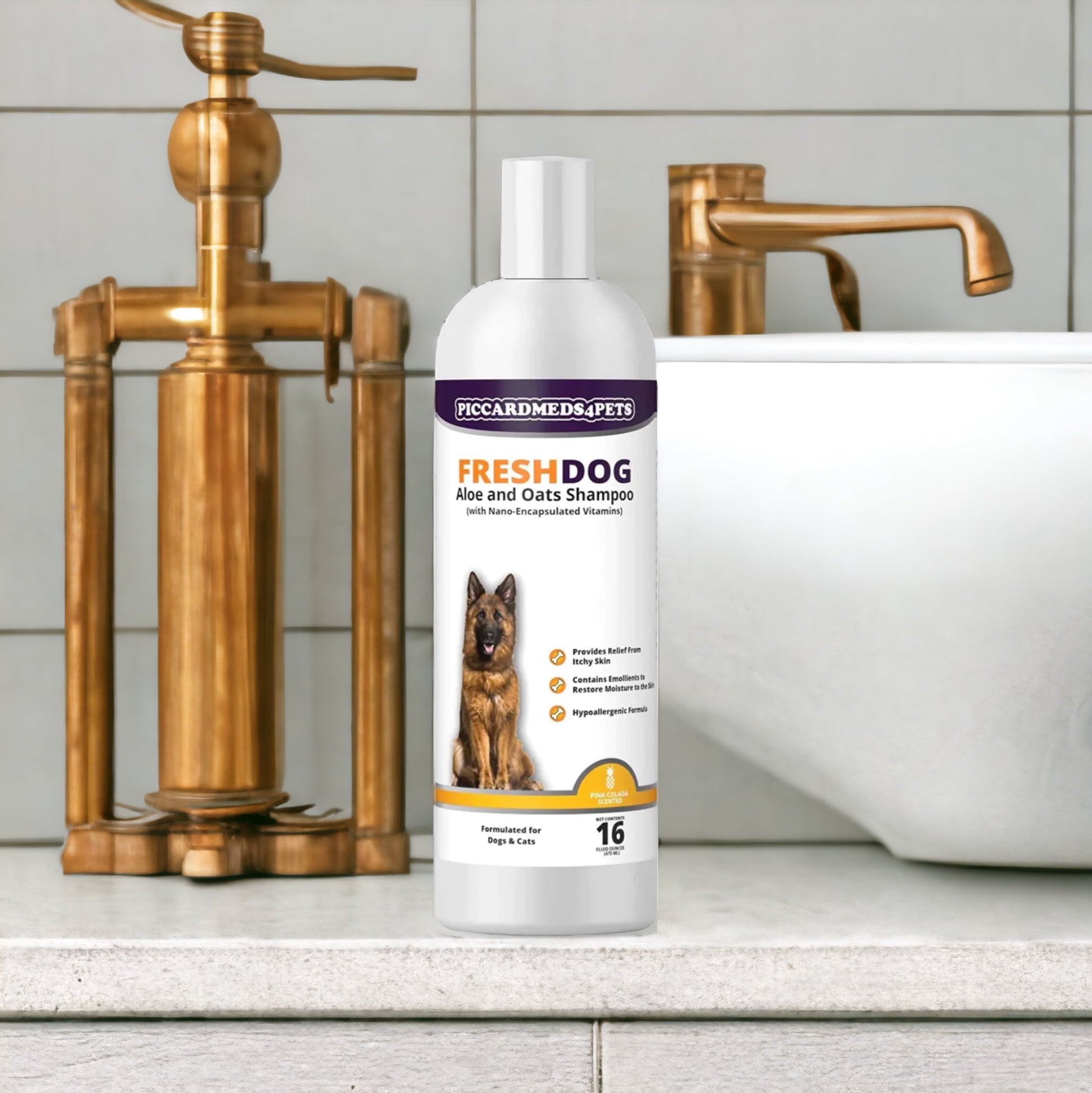 Aloe & Oats Dog Shampoo + Grooming Gloves Bundle