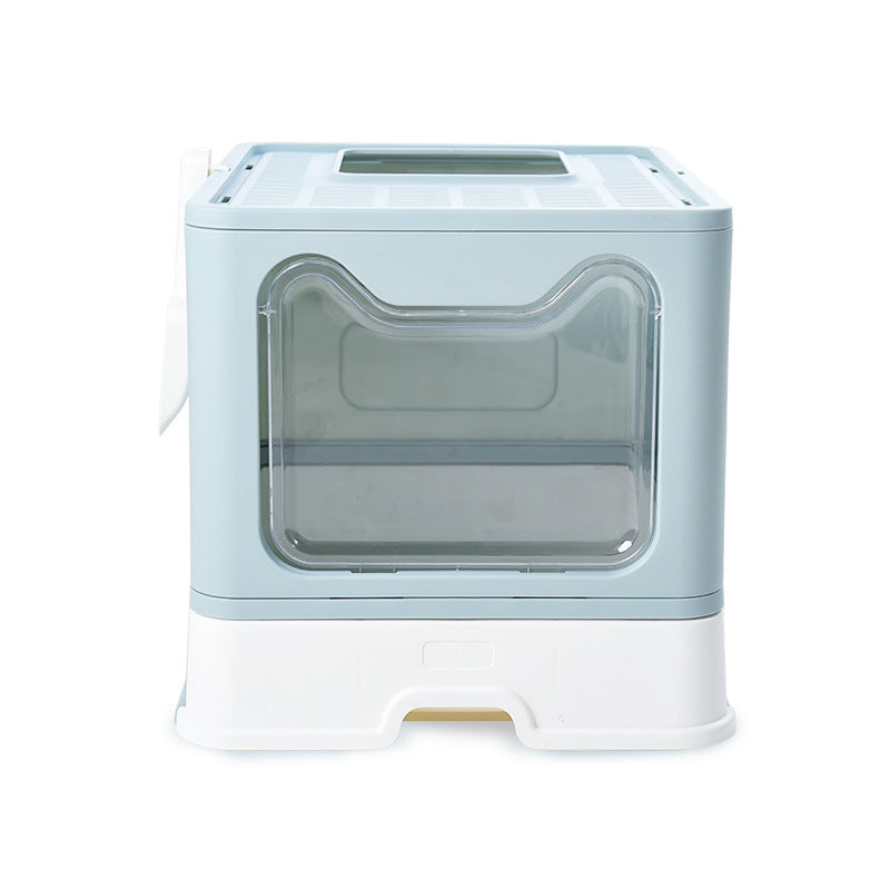 Foldable Enclosed Cat Litter Box with Odor Control