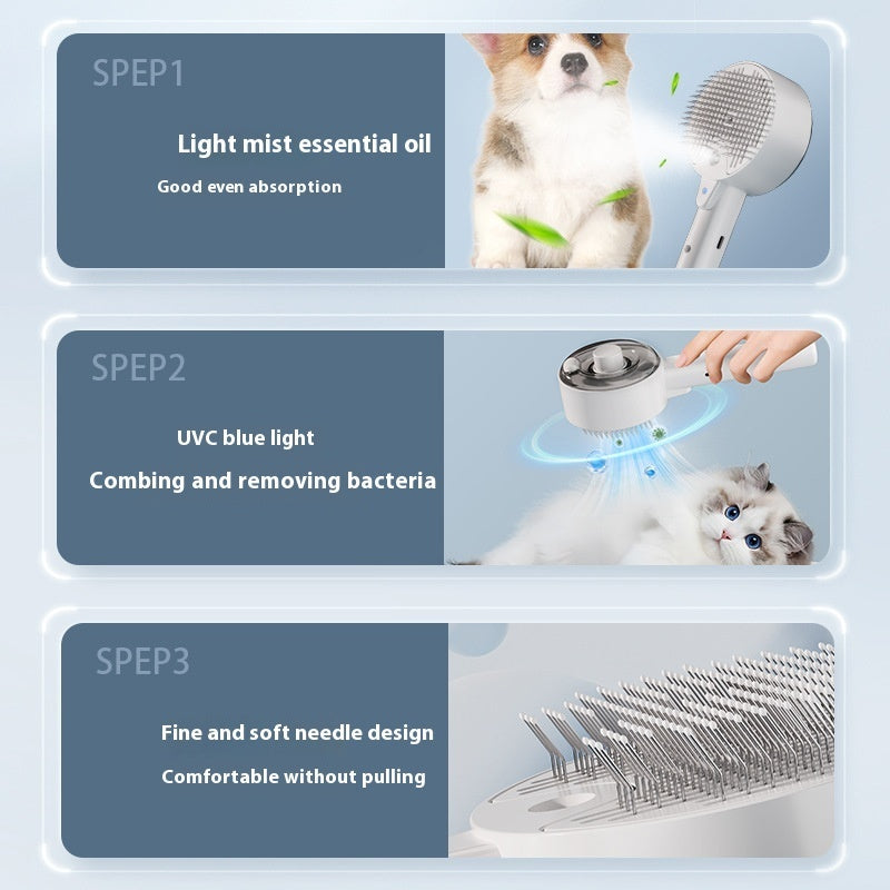UV Sterilizing Spray Pet Grooming Comb for Dogs & Cats