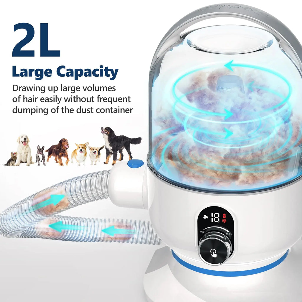GARVEE Dog Grooming Kit Pet Grooming Hair Vacuum, 5 In-1 Pet Grooming Kit with 2L Large Capacity Dust Cup, Low Noise Dog Hair Remover for Shedding Grooming Dogs Cats and Other Animals