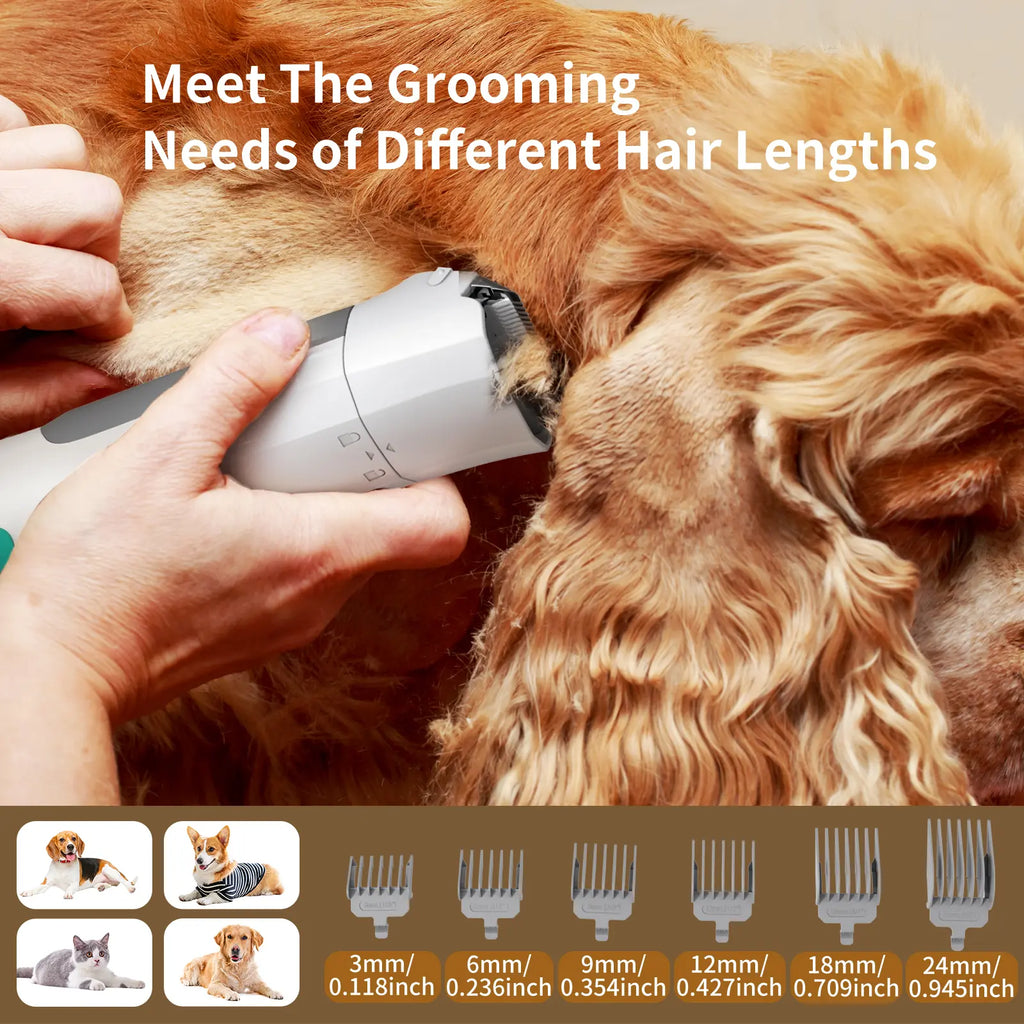7-In-1 Grooming Shedding Tools for Dogs & Cats with Multi-Pack Attachments for Shedding Grooming and Petcare Effortless Grooming & Vacuuming 6 Precise Guidecombs Low Noise Design