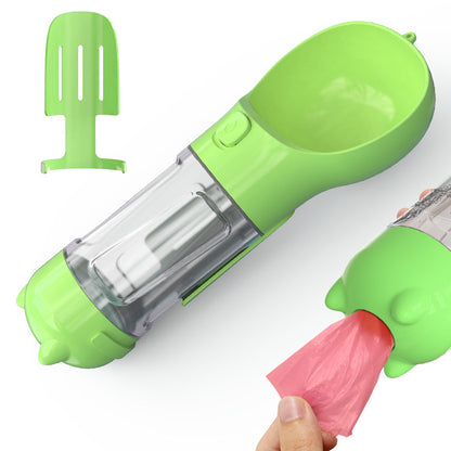 3-in-1 Portable Dog Water Bottle with Food Feeder &amp; Poop Bag Dispenser