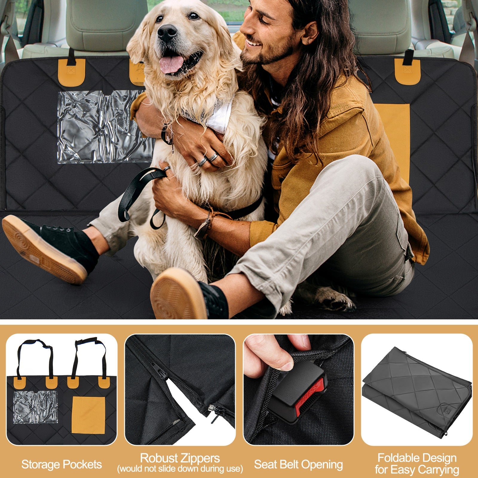 Dog Car Seat Cover Protector for Back Seat with Mesh Windows