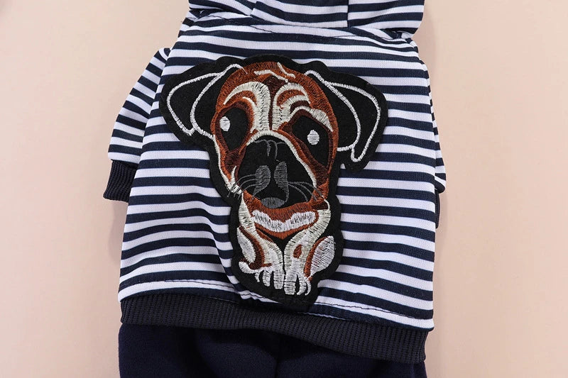 Tiger Patch Cotton Dog Hoodie Jumpsuit for Small Dogs