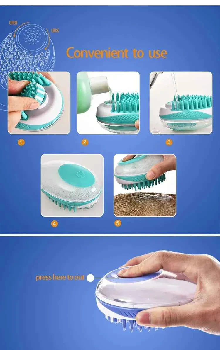 2-in-1 Silicone Pet Bath Brush & Grooming Massage Comb