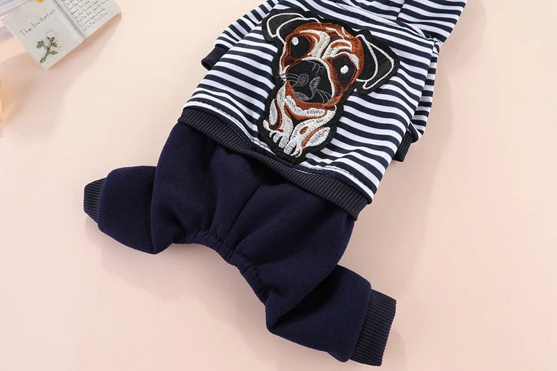 Tiger Patch Cotton Dog Hoodie Jumpsuit for Small Dogs