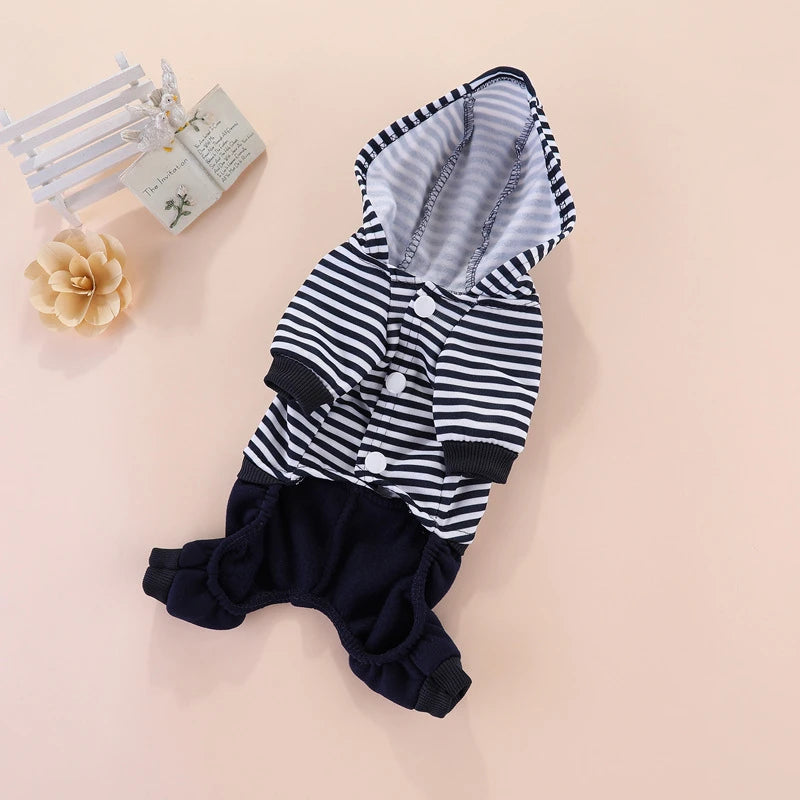 Tiger Patch Cotton Dog Hoodie Jumpsuit for Small Dogs