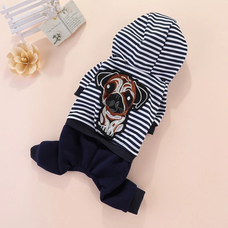 Tiger Patch Cotton Dog Hoodie Jumpsuit for Small Dogs