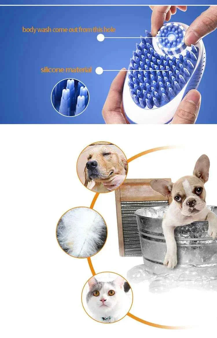 2-in-1 Silicone Pet Bath Brush & Grooming Massage Comb