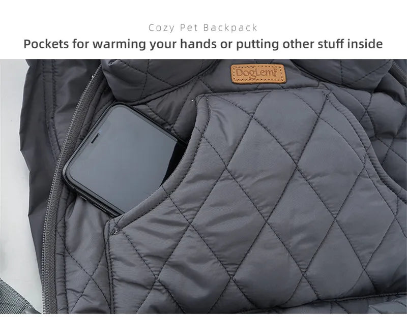 Winter Pet Carrier Backpack | Thicken Warm Windproof Hands-Free Bag for Small Dogs &amp; Cats
