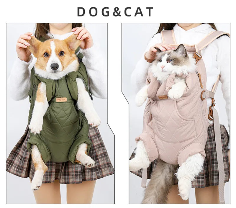 Winter Pet Carrier Backpack | Thicken Warm Windproof Hands-Free Bag for Small Dogs &amp; Cats