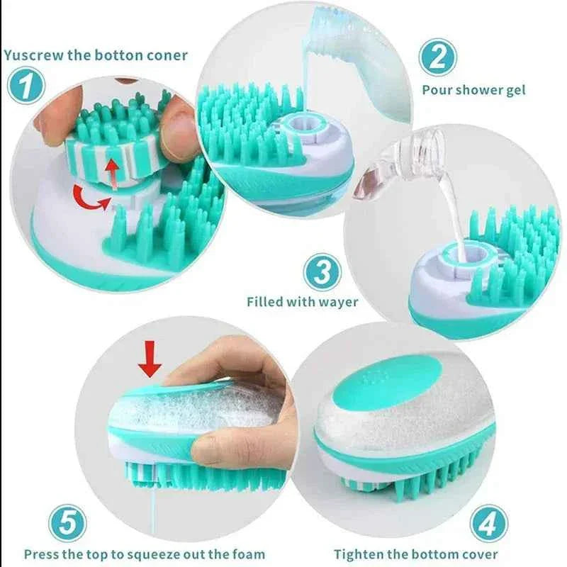 2-in-1 Silicone Pet Bath Brush & Grooming Massage Comb