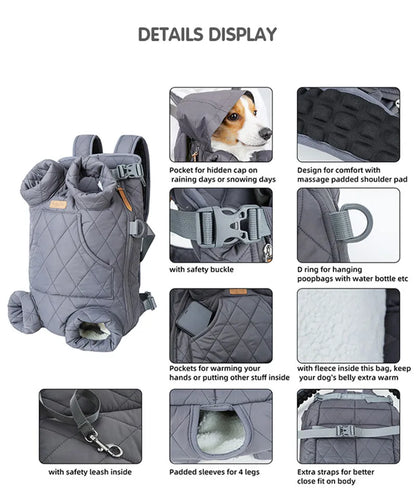 Winter Pet Carrier Backpack | Thicken Warm Windproof Hands-Free Bag for Small Dogs &amp; Cats