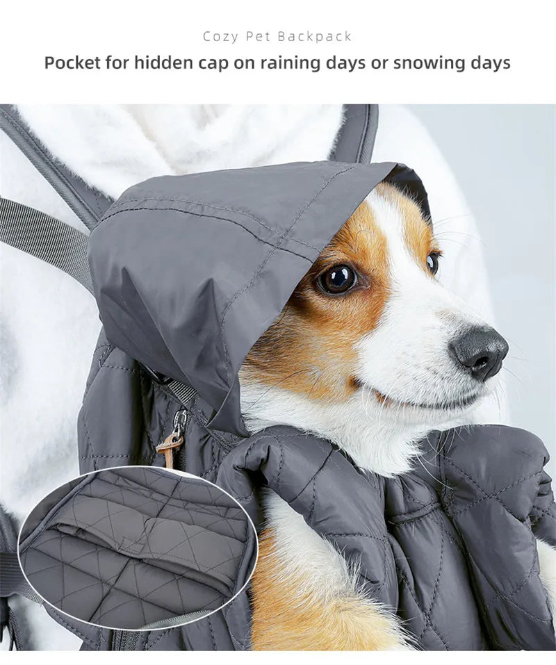 Winter Pet Carrier Backpack | Thicken Warm Windproof Hands-Free Bag for Small Dogs &amp; Cats