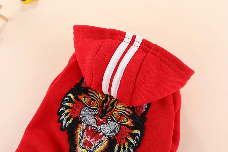 Tiger Patch Cotton Dog Hoodie Jumpsuit for Small Dogs
