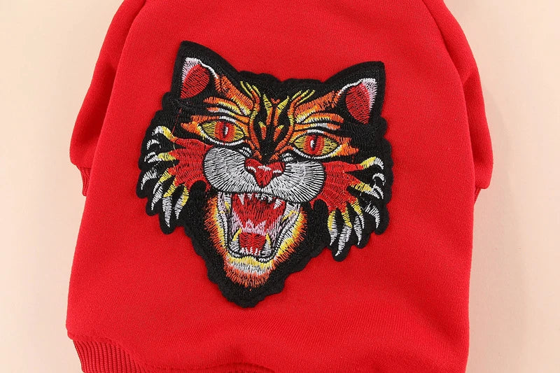 Tiger Patch Cotton Dog Hoodie Jumpsuit for Small Dogs