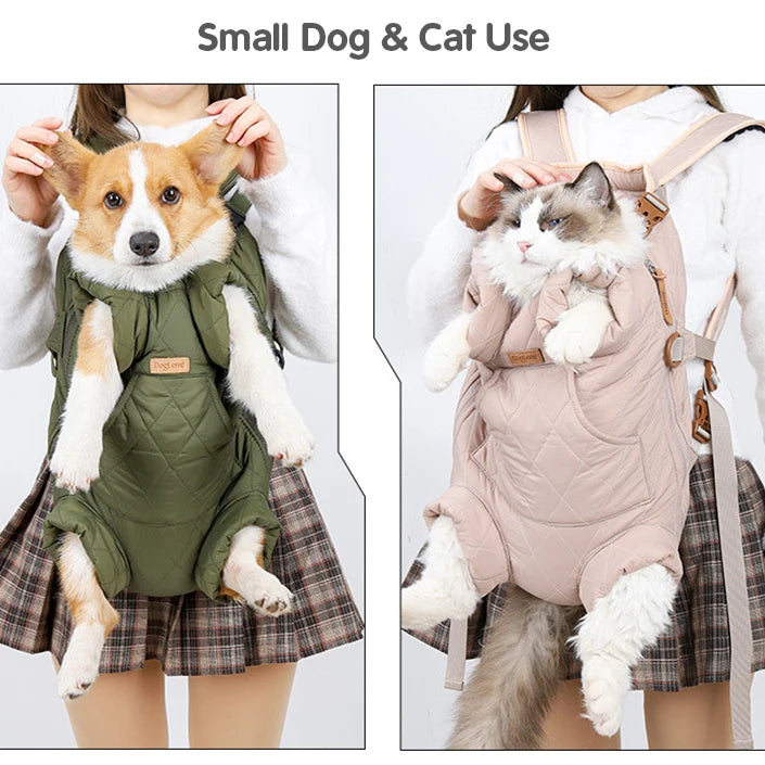 Winter Pet Carrier Backpack | Thicken Warm Windproof Hands-Free Bag for Small Dogs &amp; Cats