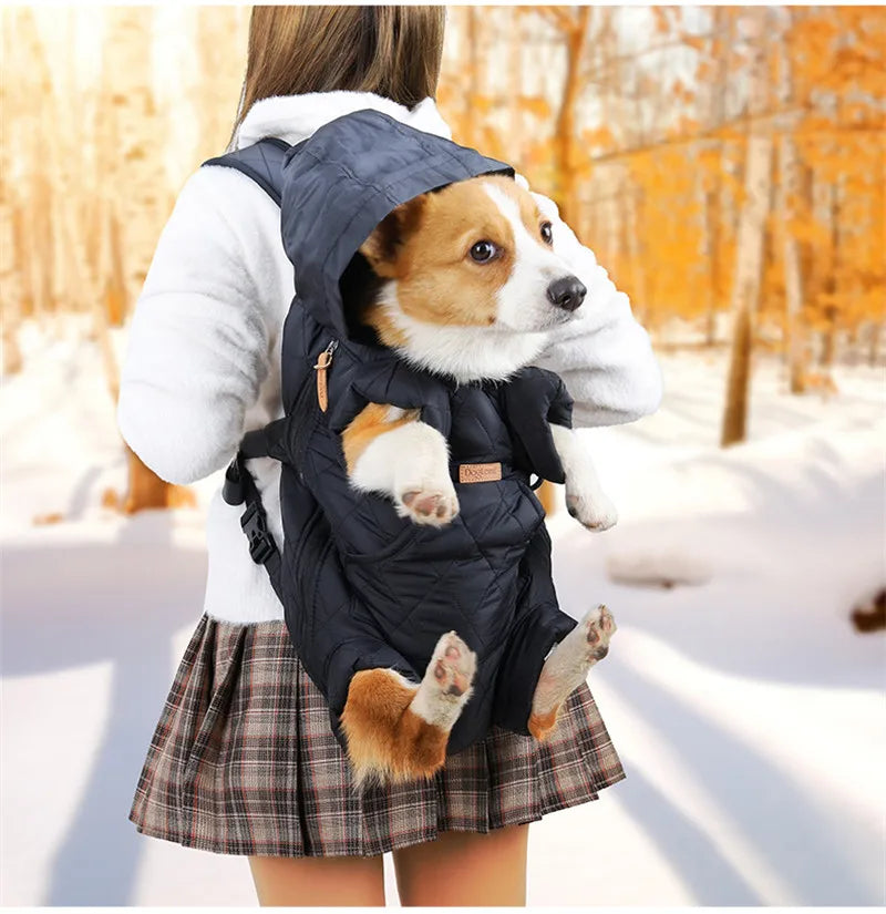 Winter Pet Carrier Backpack | Thicken Warm Windproof Hands-Free Bag for Small Dogs &amp; Cats