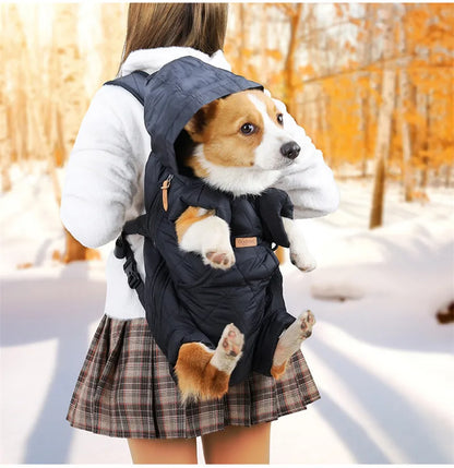 Winter Pet Carrier Backpack | Thicken Warm Windproof Hands-Free Bag for Small Dogs &amp; Cats