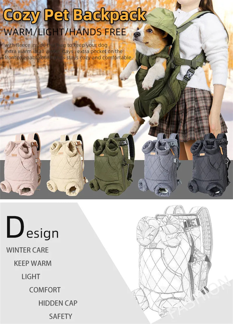 Winter Pet Carrier Backpack | Thicken Warm Windproof Hands-Free Bag for Small Dogs &amp; Cats
