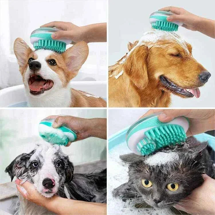 2-in-1 Silicone Pet Bath Brush & Grooming Massage Comb