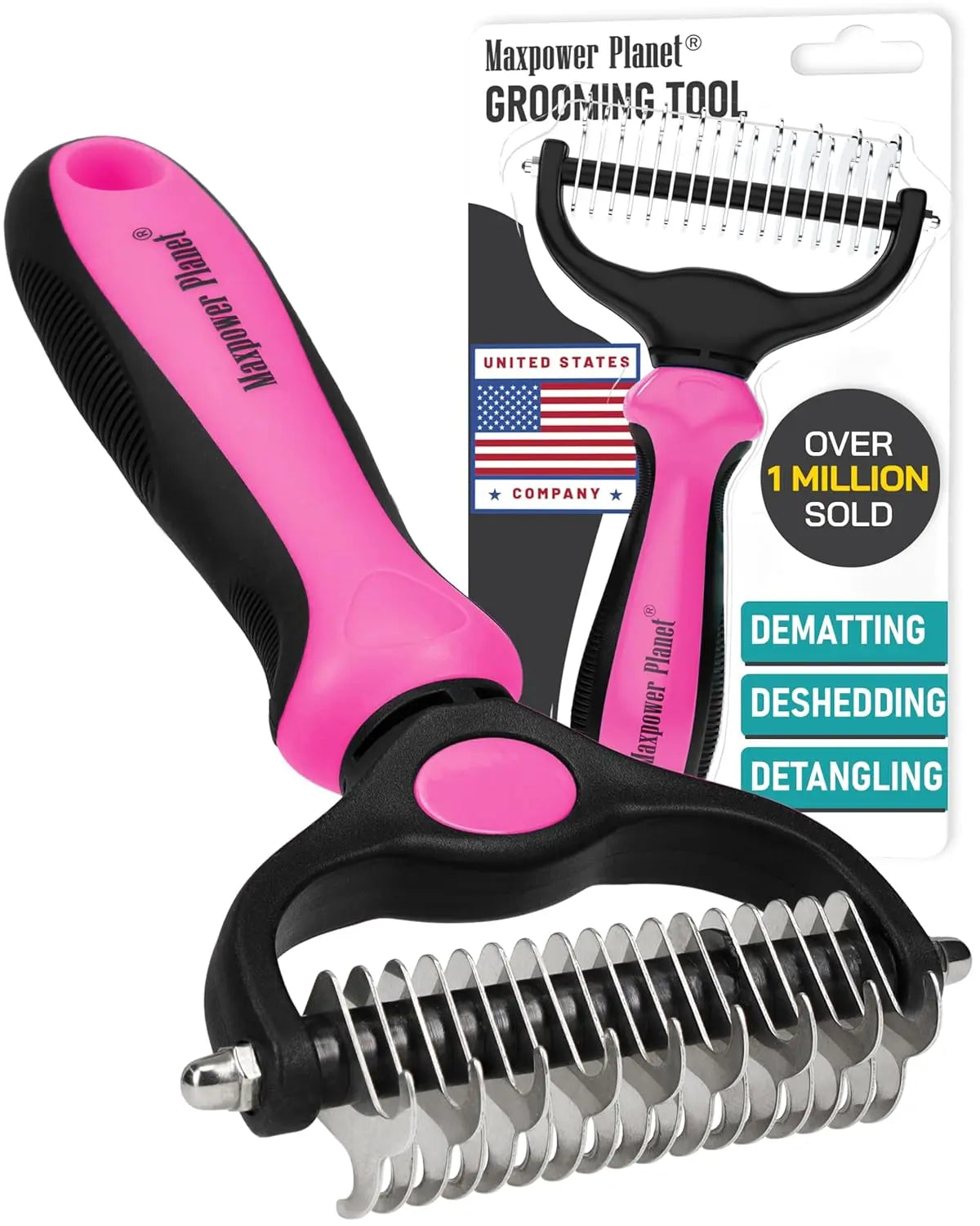 Maxpower Dual-Sided Pet Grooming Rake for Dogs &amp; Cats – Dematting Tool
