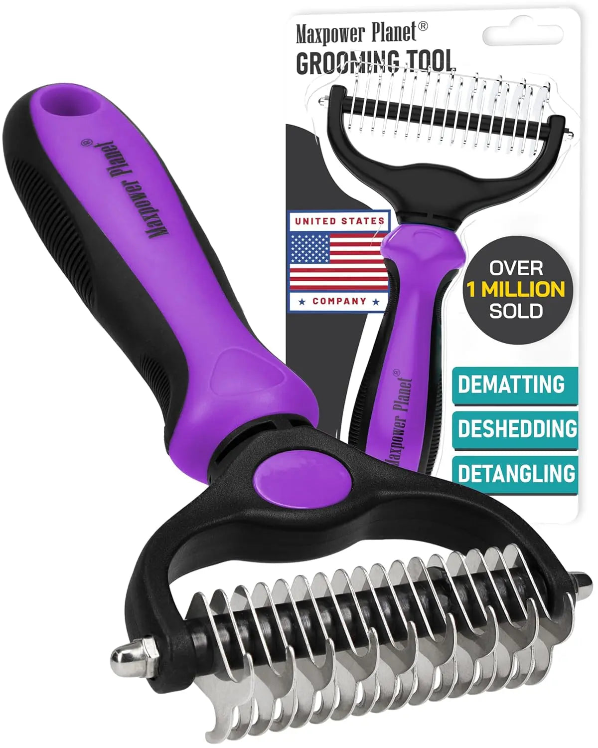 Maxpower Dual-Sided Pet Grooming Rake for Dogs &amp; Cats – Dematting Tool