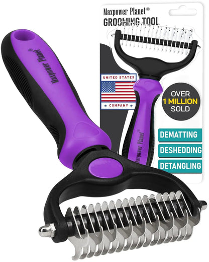 Maxpower Dual-Sided Pet Grooming Rake for Dogs &amp; Cats – Dematting Tool