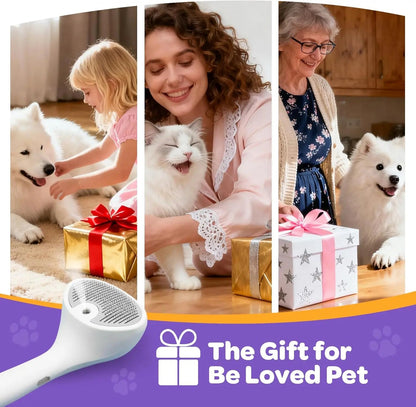 Pet Grooming Brush for Cats &amp; Dogs- Self Cleaning Rechargeable Deshedding