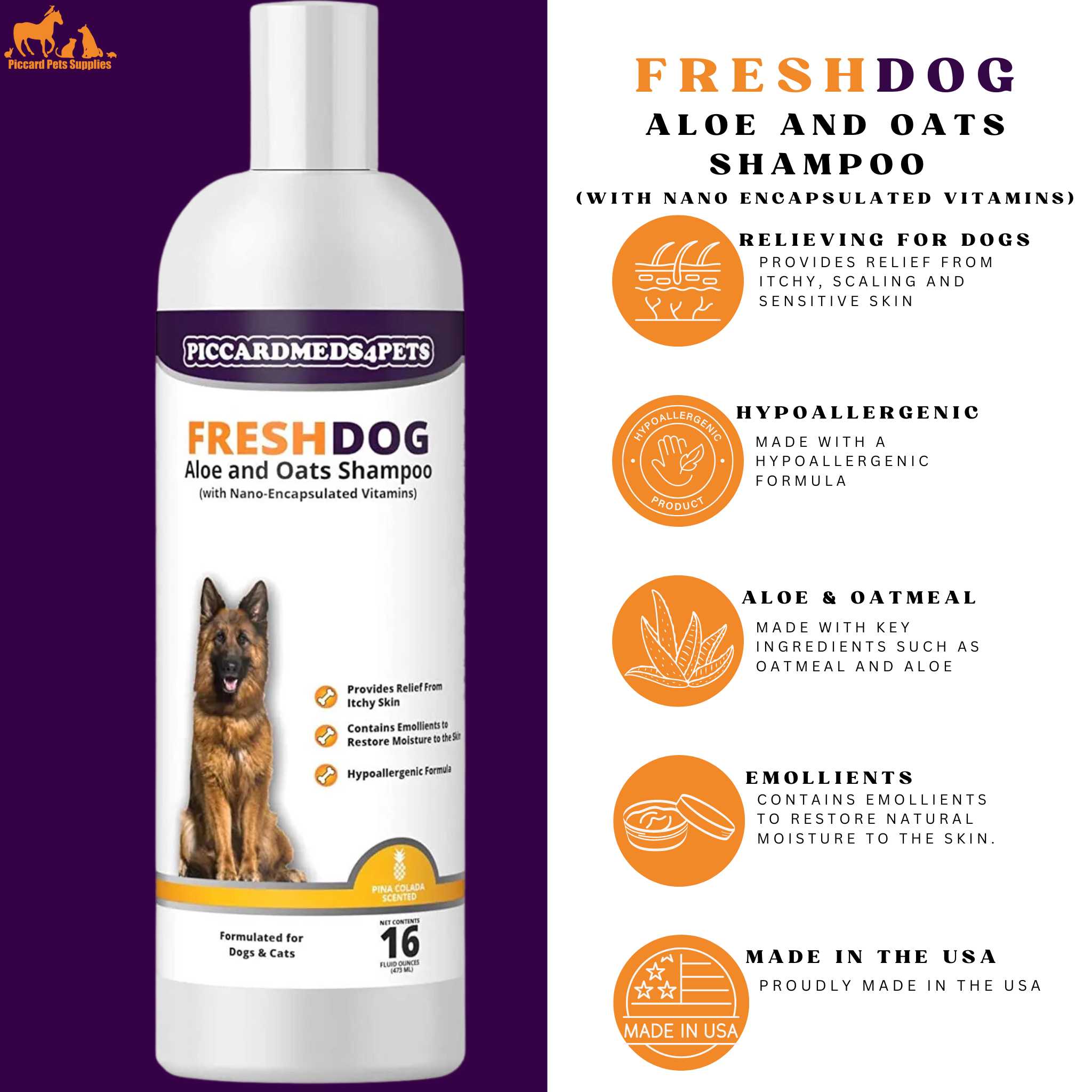 Aloe & Oats Dog Shampoo + Grooming Gloves Bundle