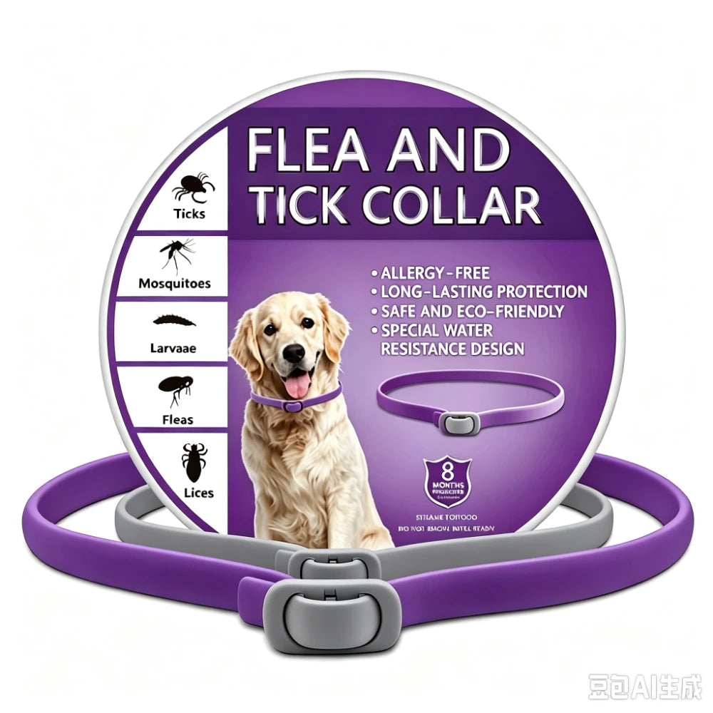 Pet Flea Collar Flea Tick Lice Collar Dog Cat Parasite Collar 8 Month Long Lasting Adjustable Pet Collar Eco Friendly Anti Flea