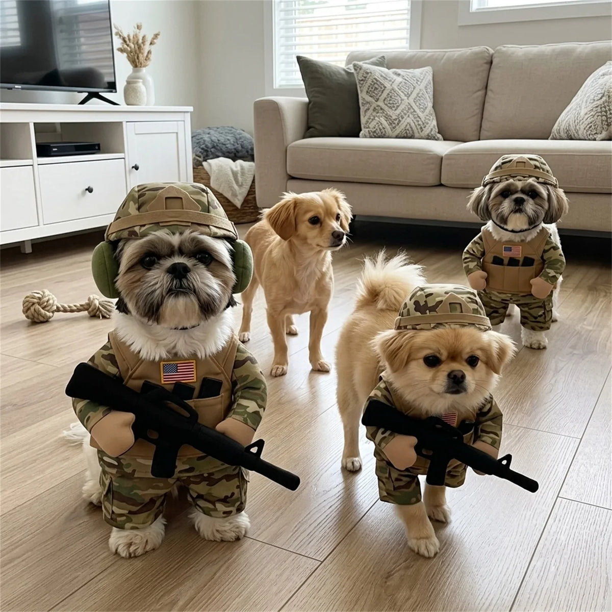 Halloween Pet Soldier Costume for Small Female Dogs & Cats, Funny Pet Cosplay Clothes Outfit Apparel for Puppy Party Dress
