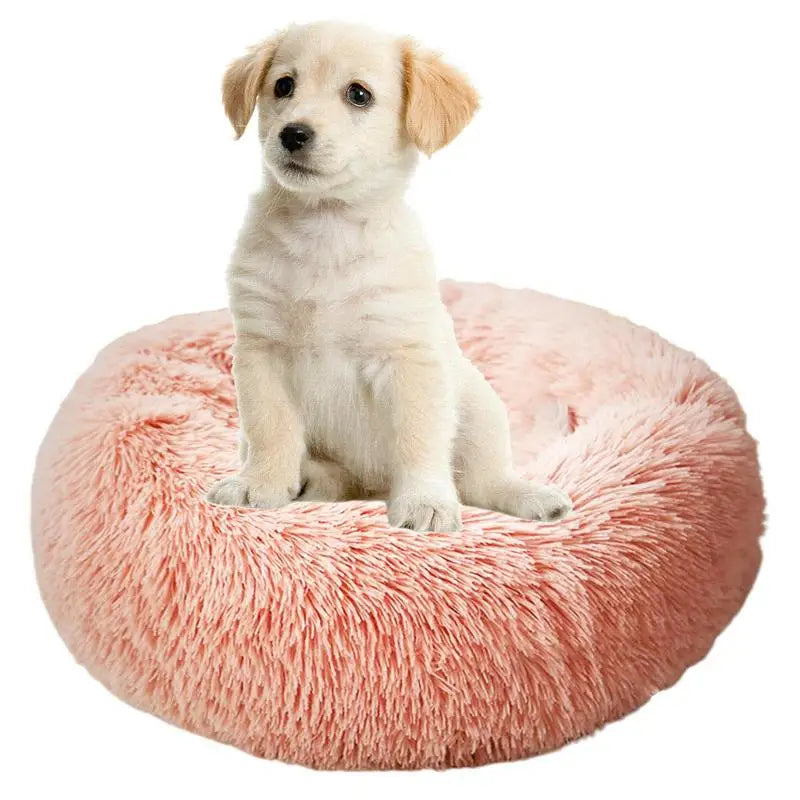 USB Heated Donut Pet Bed – Soft Plush Round Bed for Small &amp; Medium Dogs and Cats