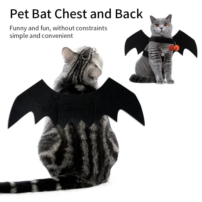 1Pc Cat Costume, Halloween Cat Costume Bat Wings Pet Costume with Pumpkin Bell, Halloween Costumes for Small Dog Puppy Kitten