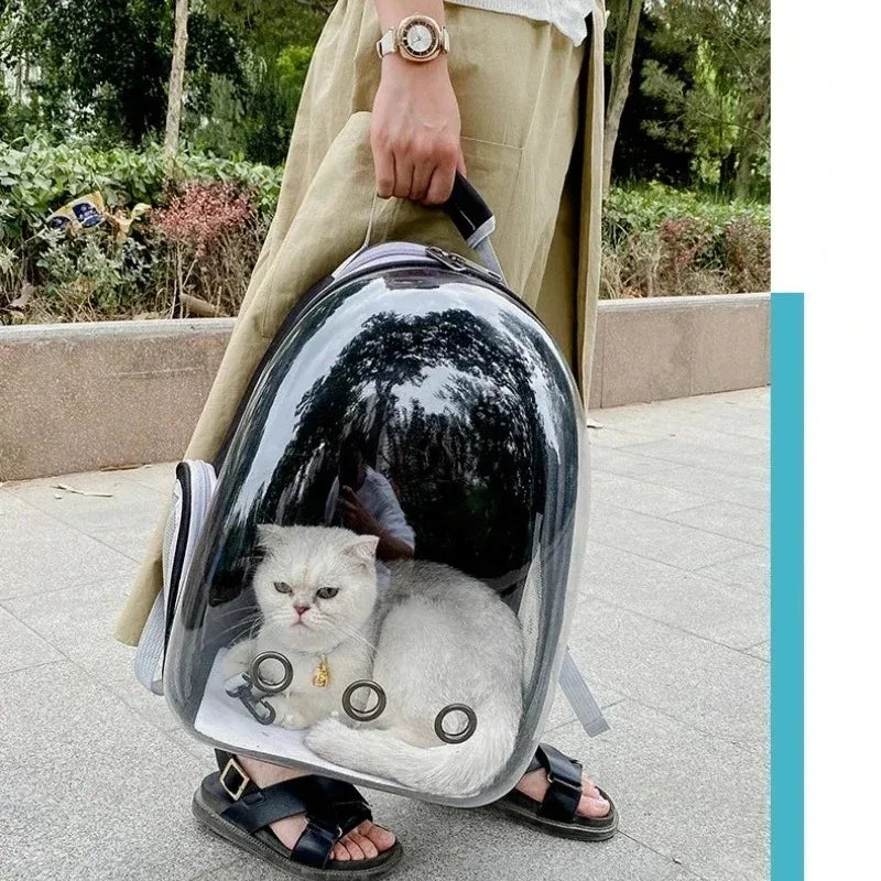 Space Capsule Pet Backpack | Transparent Breathable Carrier for Cats &amp; Small Dogs