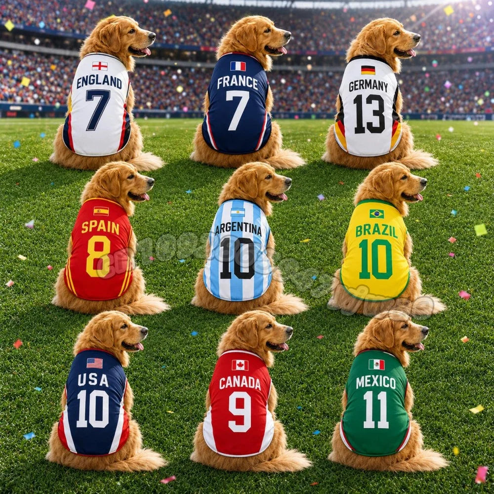 Summer Dog Clothes CANADA Brazil Germany print Basketball Clothes Puppy T-Shirt Summer Pet Cat Shirts For  soccer fans  Dogs