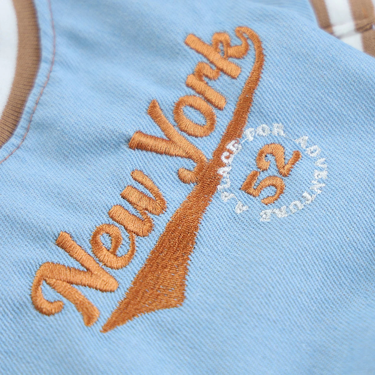 Pet Dog Dog Cat Clothes New York Denim Baseball Shirt Handsome Spring Blue Sports Style Pullover Suitable for Small