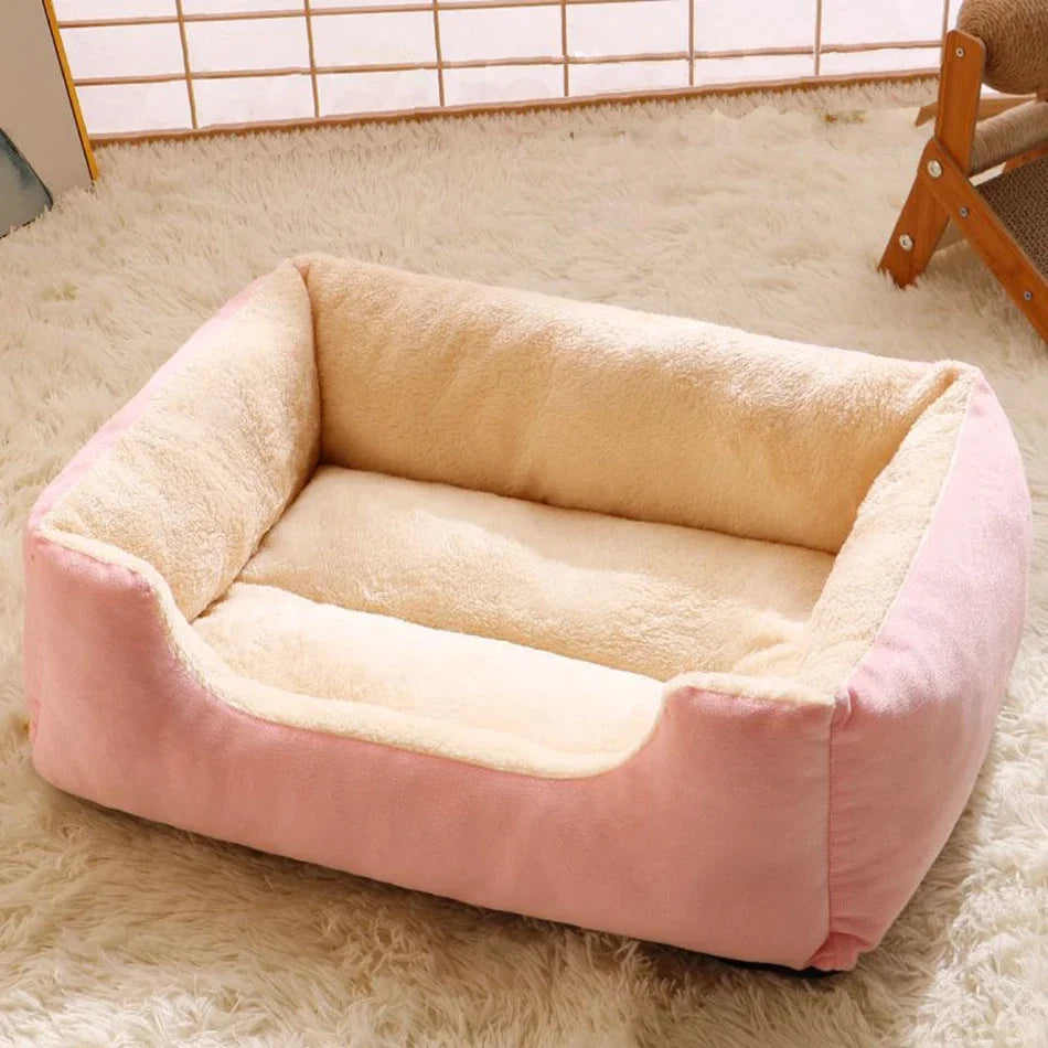 Plush Pet Cushion Bed – Soft Breathable Basket Bed for Cats &amp; Dogs (S to XXL)