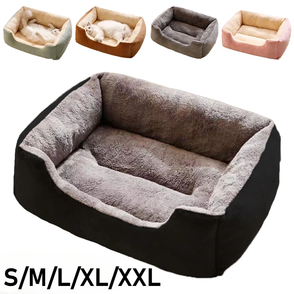 Plush Pet Cushion Bed – Soft Breathable Basket Bed for Cats &amp; Dogs (S to XXL)