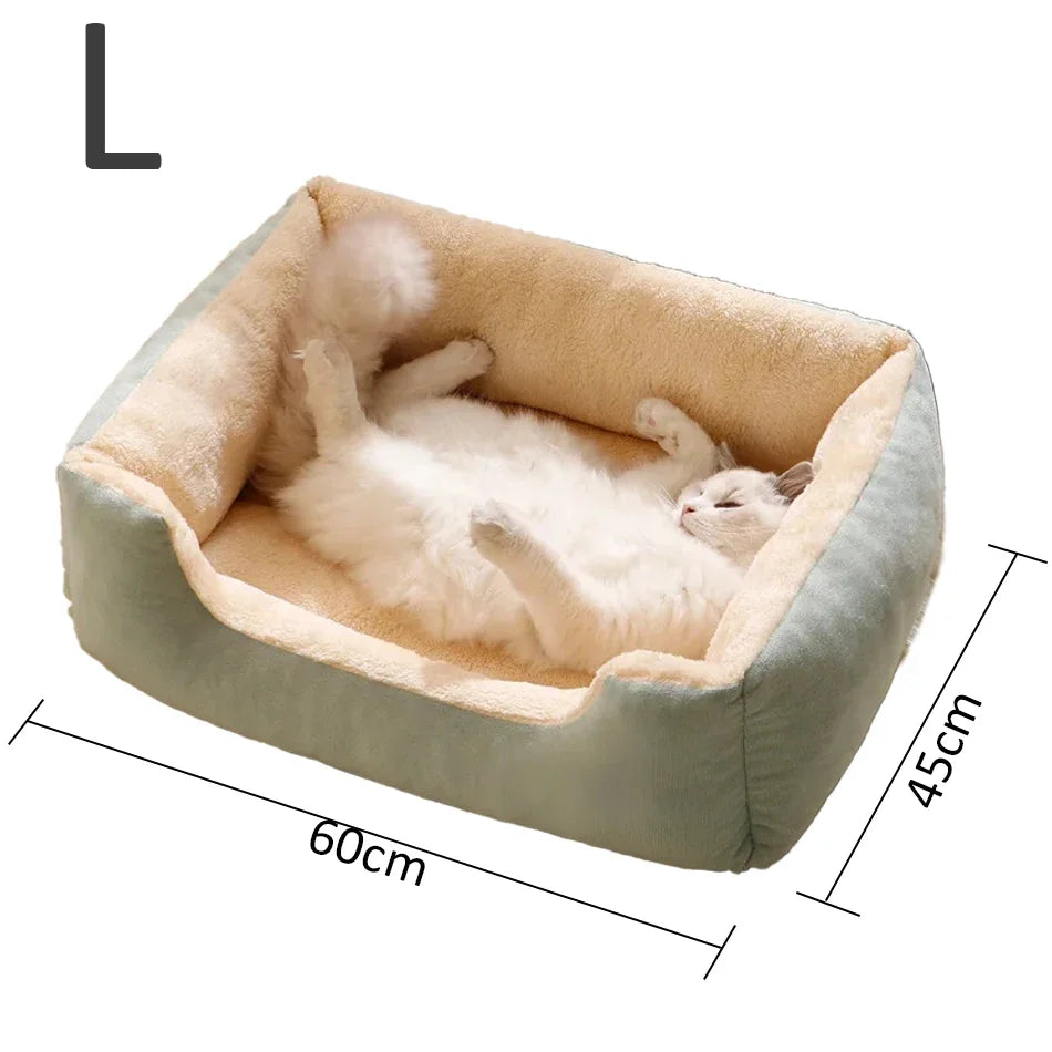 Plush Pet Cushion Bed – Soft Breathable Basket Bed for Cats &amp; Dogs (S to XXL)
