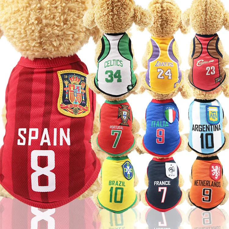 1Pcs Summer Thin Dog Shirt for Medium to Large Breeds Gold Retriever Labrador Samoyed Husky National Team Competition Jersey
