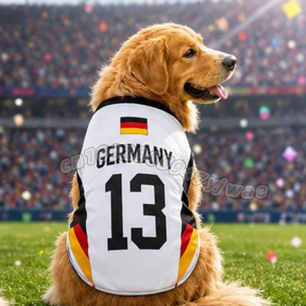 Summer Dog Clothes CANADA Brazil Germany print Basketball Clothes Puppy T-Shirt Summer Pet Cat Shirts For  soccer fans  Dogs