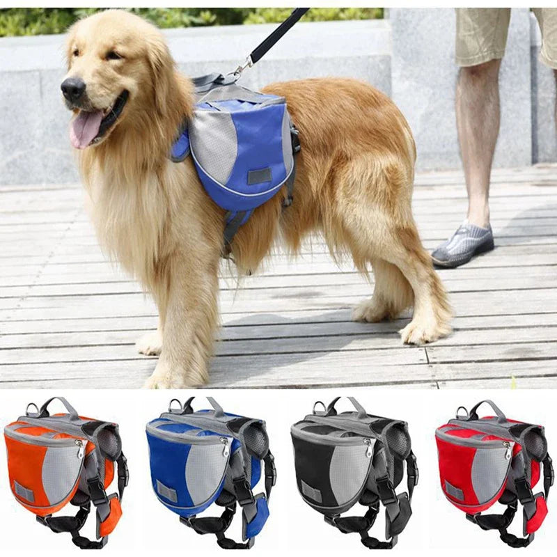 Reflective Dog Saddle Bag Harness | Adjustable Carrier for Hiking, Camping &amp; Travel