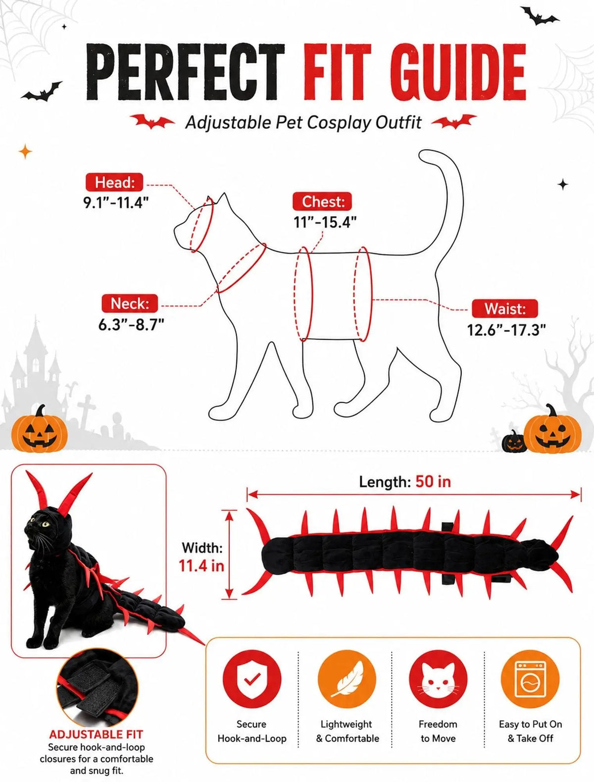 Cat Costume Centipede Outfit,Funny Pet Cosplay Costumes, Adjustable Straps for Small Medium Large Cats Outdoor Party Dress