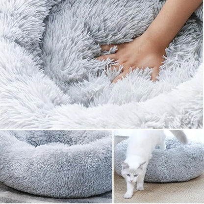 USB Heated Donut Pet Bed – Soft Plush Round Bed for Small &amp; Medium Dogs and Cats