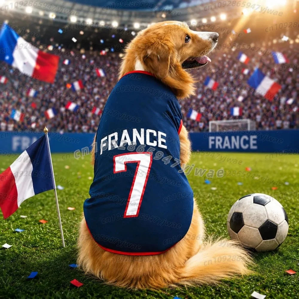 National Team Dog Soccer Jersey, Sleeveless Summer Vest for Dogs