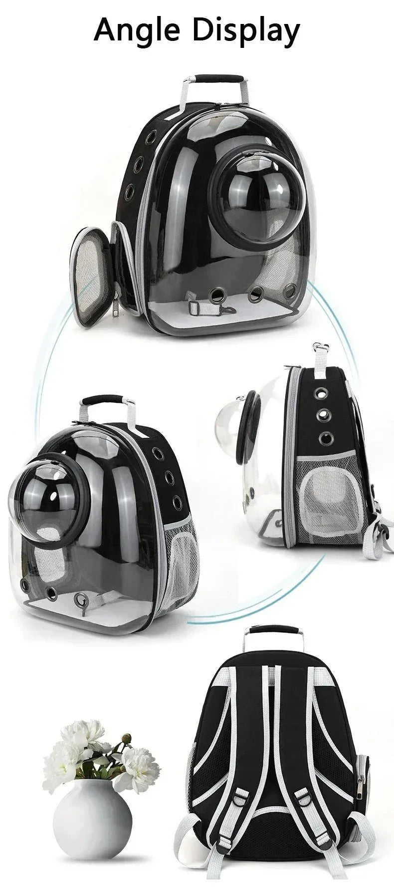 Space Capsule Pet Backpack | Transparent Breathable Carrier for Cats &amp; Small Dogs