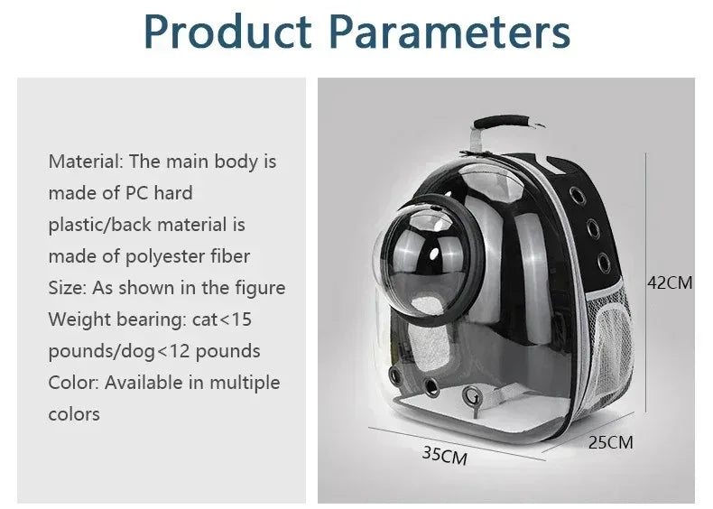 Space Capsule Pet Backpack | Transparent Breathable Carrier for Cats &amp; Small Dogs