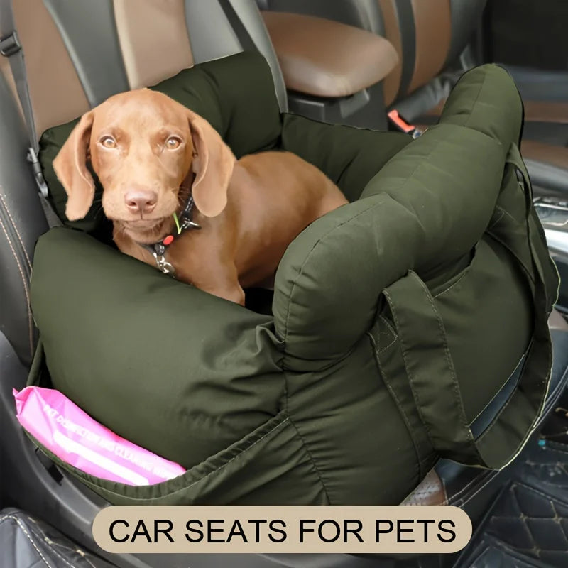 Dog Car Seat with Safety Belt – Non-Slip Washable Travel Carrier for Small Dogs